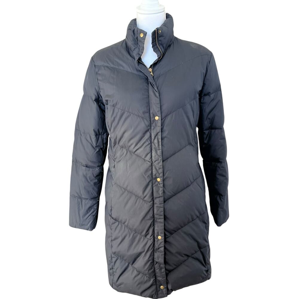 Lands' End Coat Women's Size Small Black Puffer Goose Down No Hood Pockets Warm